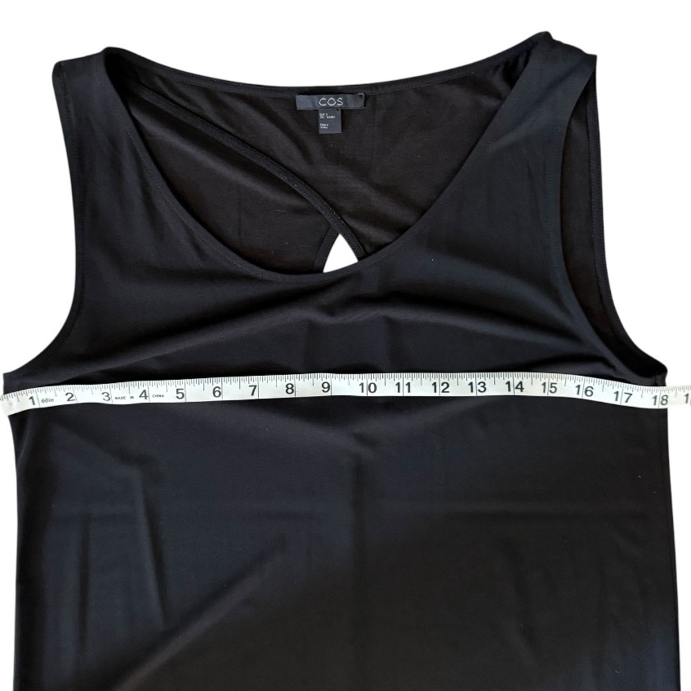 COS Black Sleeveless Keyhole Back Stretch Jersey Relaxed Fit Midi Dress Small - Picture 12 of 14